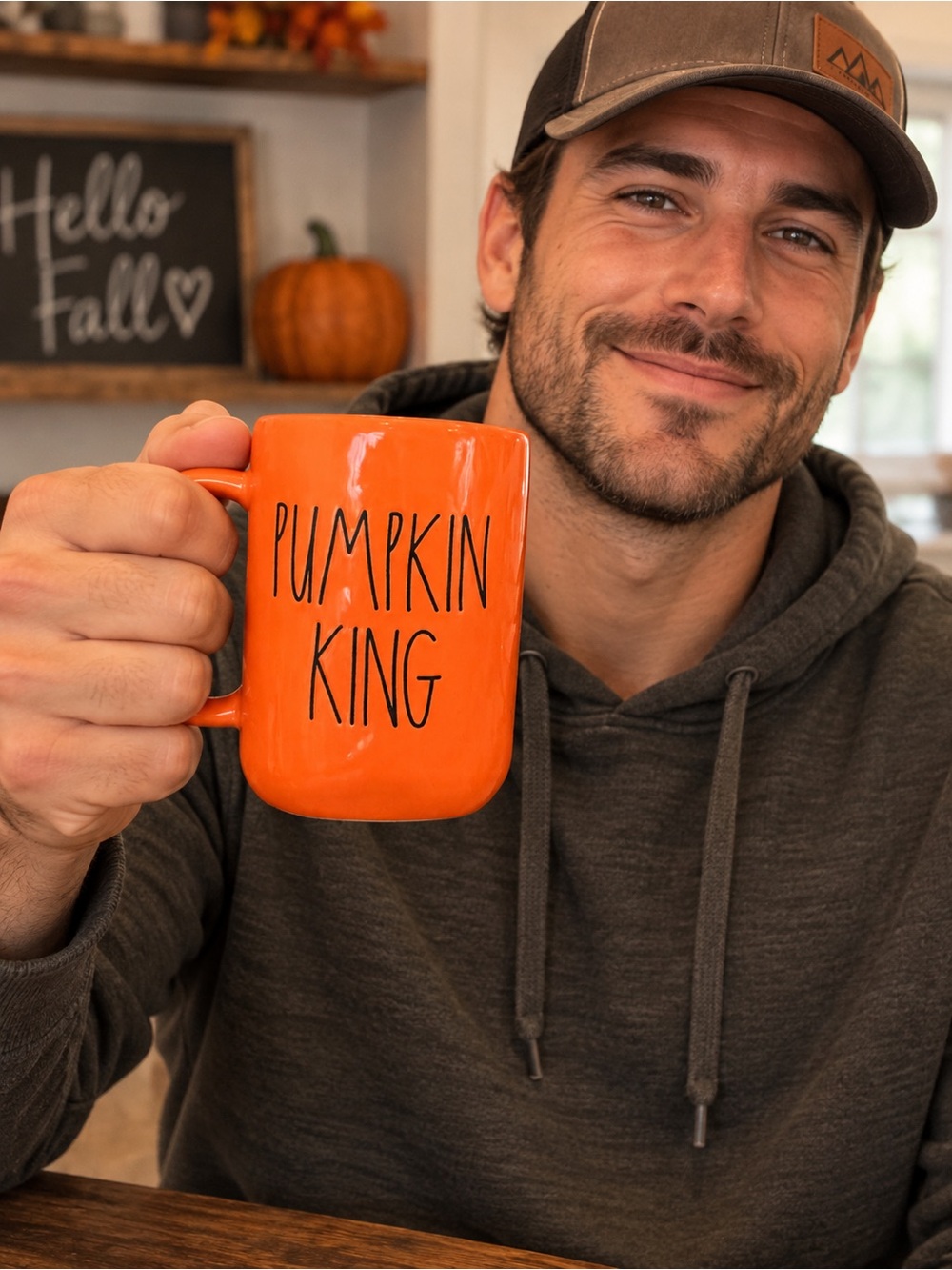 Rae Dunn Pumpkin King Orange Mug